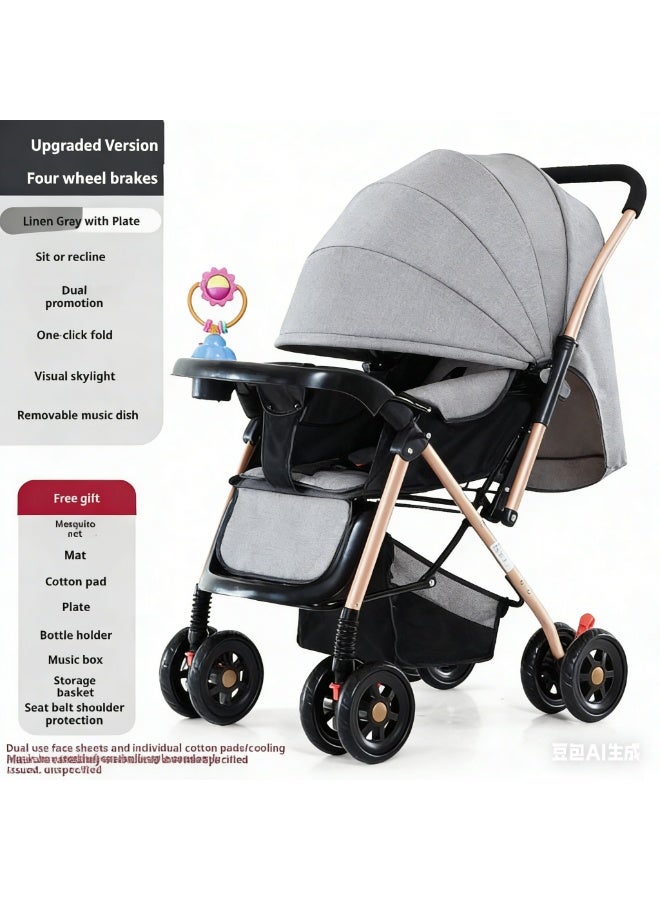 عربة طفل واحدة ثنائية الاتجاه-تواجه الوالدين والعالم ، امتصاص الصدمات ممتازة ، مظلة ومقعد كبيرة للغاية ، ووضع قابل للاستلقاء والجلوس ، يد واحدة سهلة الطي ، سلة تخزين واسعة ، سهلة التفكيك والتنظيف - Image 2